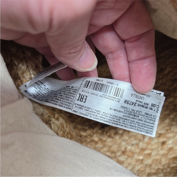 MANGO Large Natural Jute Basket Bag Canvas Drawstring Liner Leather Straps - Picture 14 of 16